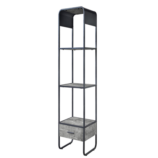 Concrete Grey and Black 2-shelf Side Pier with 1 Drawer