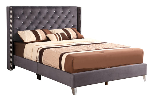 Transitional Gray Full Upholstered Bed