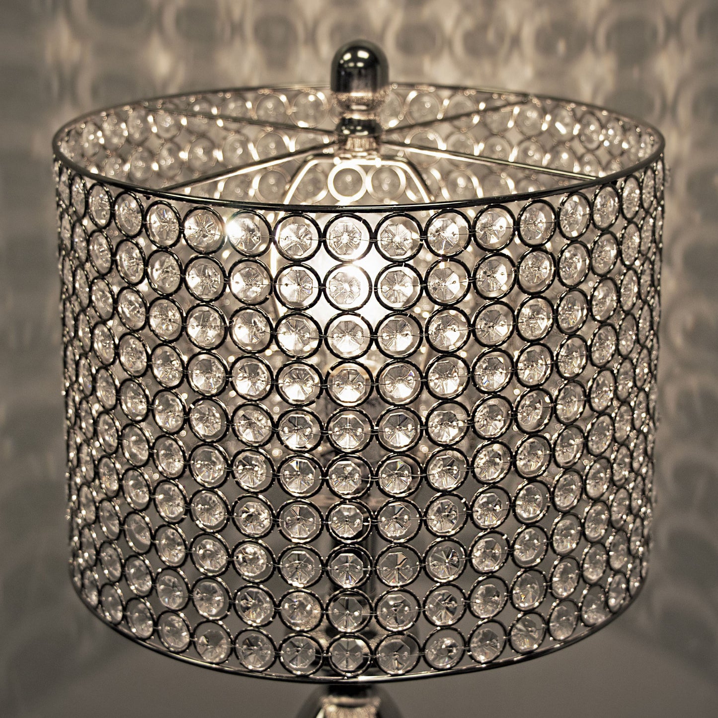 Ashland 27" Contemporary Metal Table Lamp in Polished Nickel with Round Clear K9 Crystal Beads and Polished Nickel Shade from Grandview Gallery by LumiSource - Set of 2