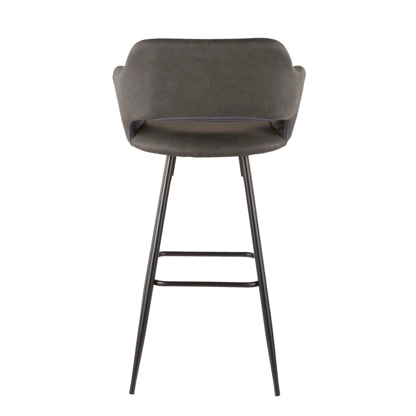Margarite Contemporary Barstool in Black Metal and Grey Faux Leather by LumiSource - Set of 2