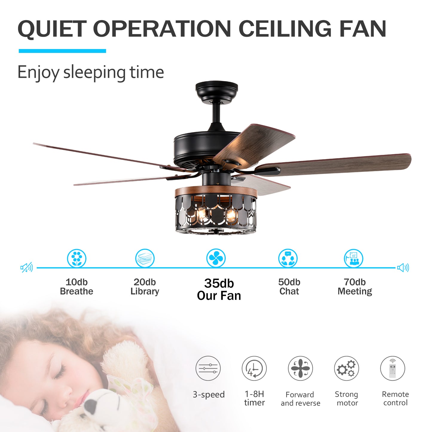 52'' Plywood blades ceiling fan with remote control for the living room ,bed room