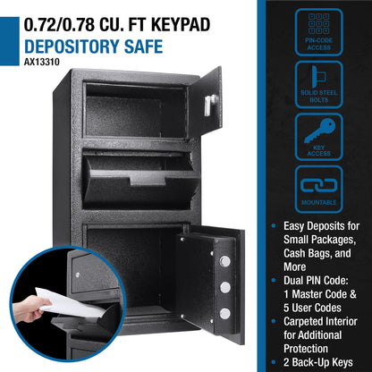 Large Locker Depository Safe With Digital Keypad 0 72 0 78 Cubic Ft