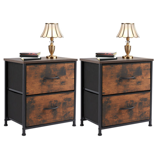 Drawers Dresser Chest of Drawers,Metal Frame and Wood Top,brown,two packs