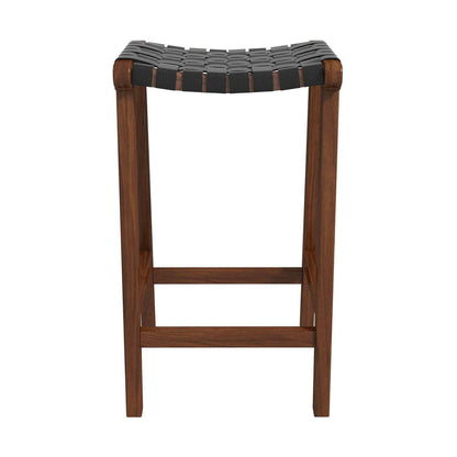 James Mid-Century Modern Genuine Leather Bar Stool