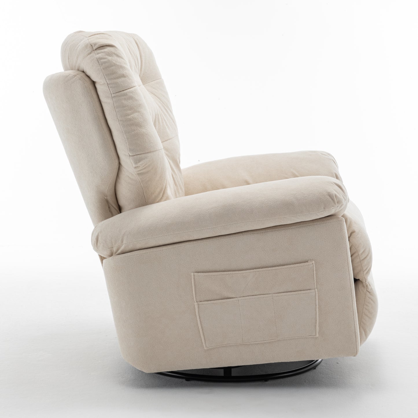 Beige Relaxing Recliner Chair,Soft Artificial Fleece, Overstuffed, Swivel, Glider, Side Pocket