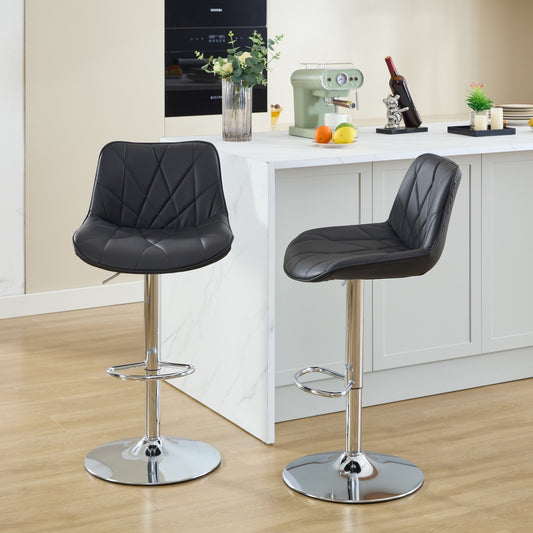 Counter Height Bar Stools Kitchen Island Barstools  Adjustable Swivel Counter Stool Bar Height Island Chairs with Back,Set of 2, Black