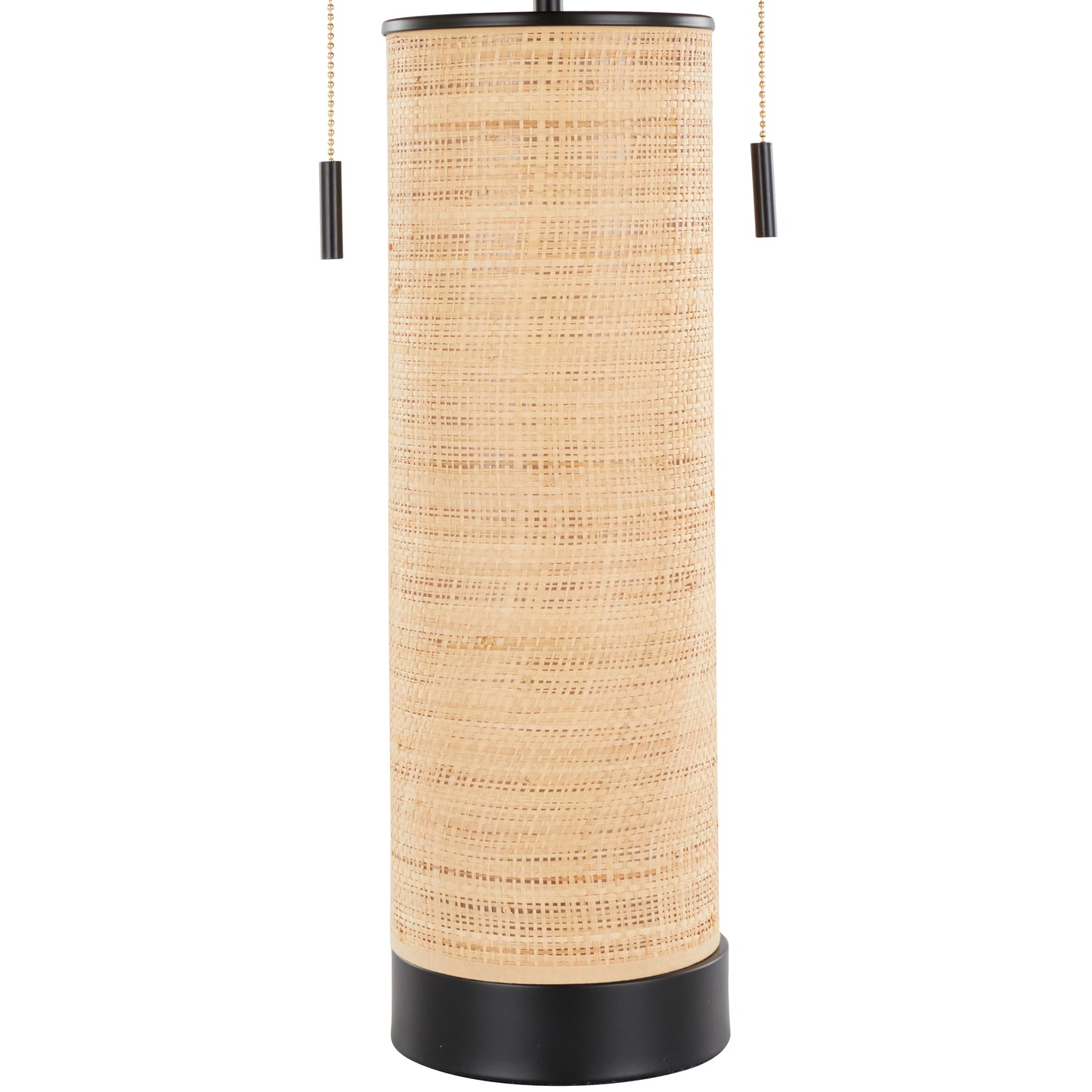 Cylinder Rattan 29" Contemporary Rattan Table Lamp in Black Metal and Natural Rattan from Grandview Gallery by LumiSource