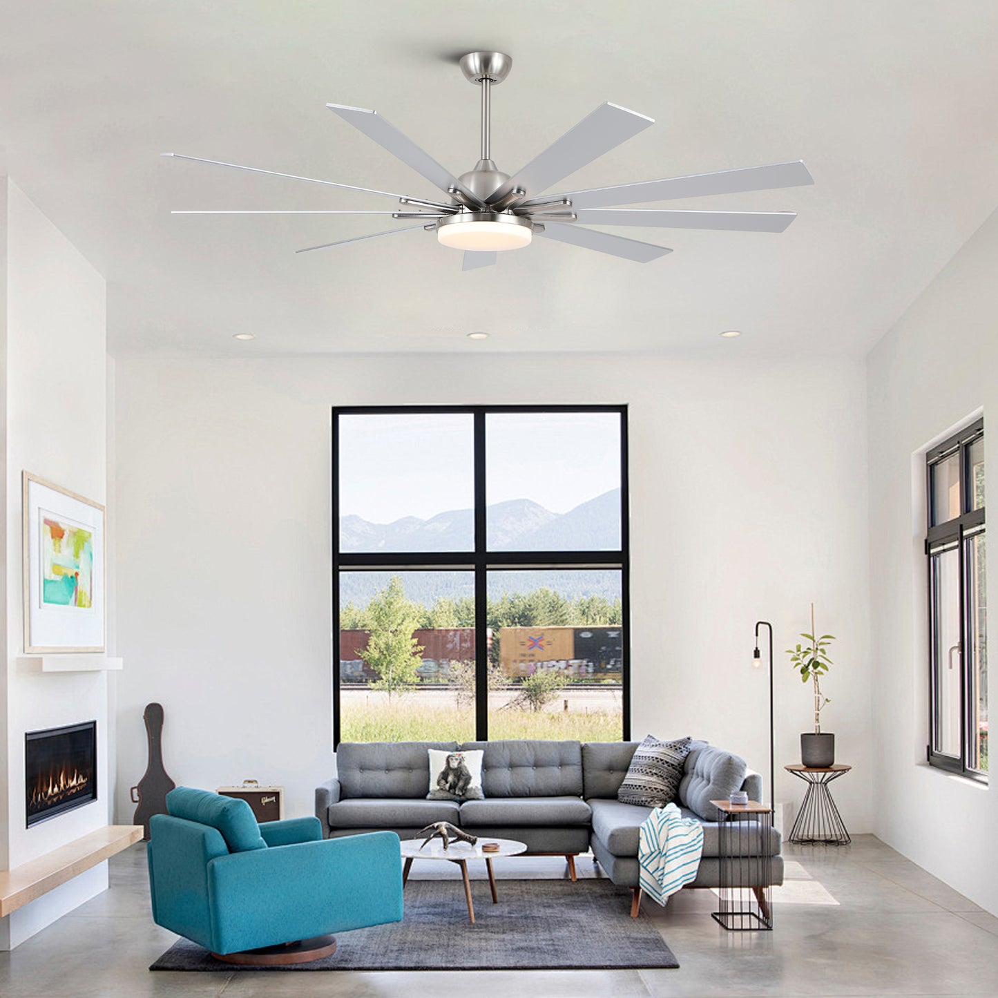 72 in Integrated LED Brushed Nickel Smart Ceiling Fan with Remote Control