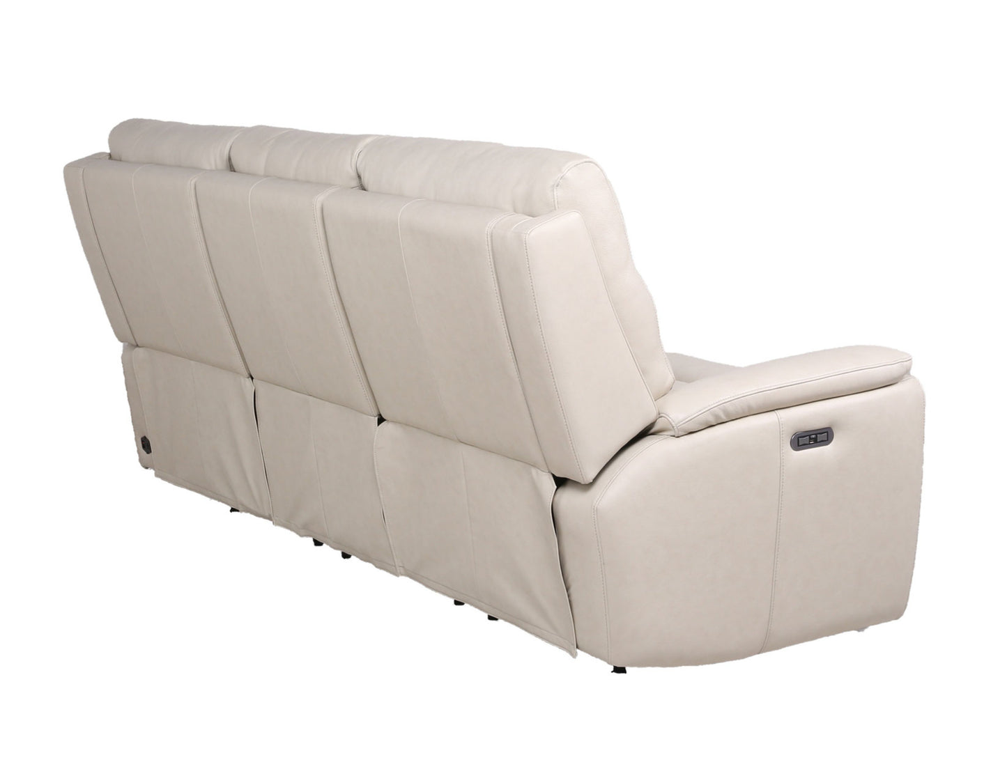 Modern Dual-Power Reclining Sofa - Power Footrest, Articulating Power Headrest - Top-Grain Leather, Horizontal Channeled Back, USB Ports