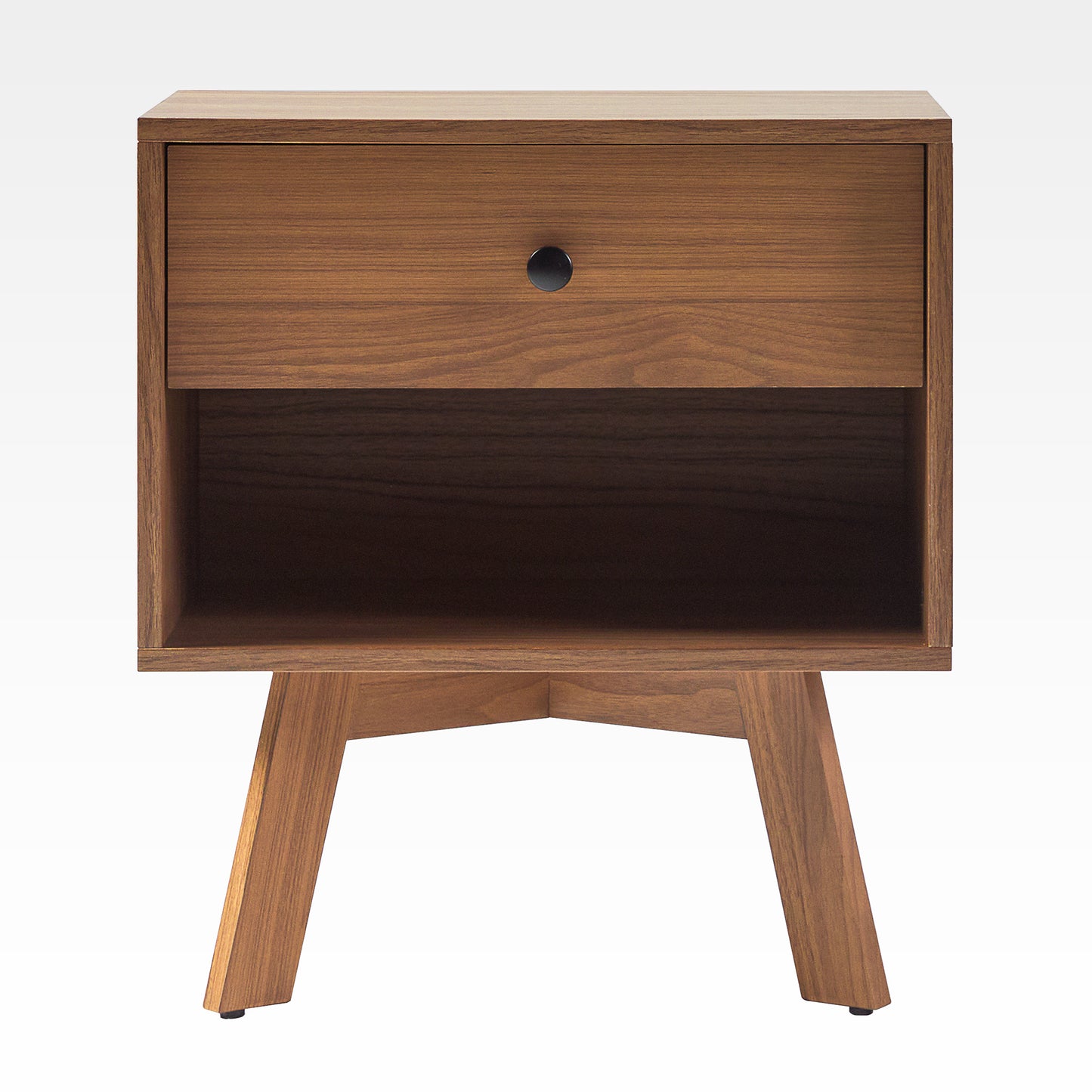 Mid-Century Modern Minimalist 1-Drawer Nightstand – Mocha