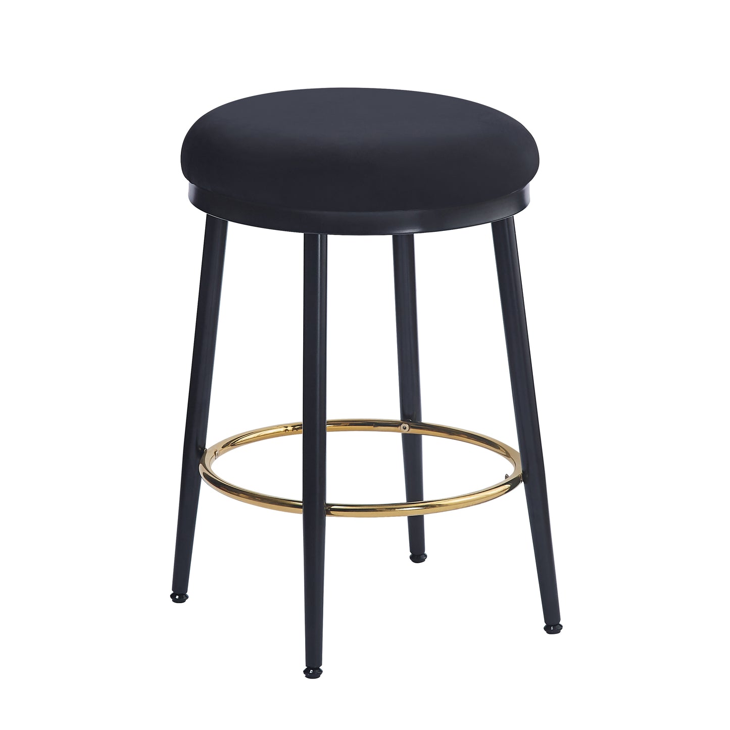 24.75'' Modern Counter Stools Set of 2,Black Counter Stools with iron Frame,Sponge cushion,Footrest,suitable for Kitchen/Bedroom/Dining Room