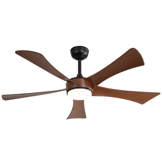 52 Inch Modern Ceiling Fan With 3 Color Dimmable 5 ABS Blades Remote Control Reversible DC Motor With Led Light