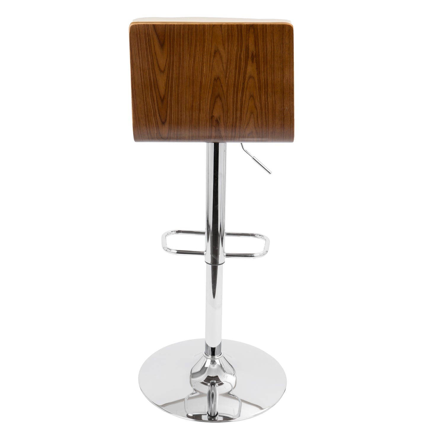 Vasari Mid-Century Modern Adjustable Barstool with Swivel in Walnut and Cream Faux Leather by LumiSource