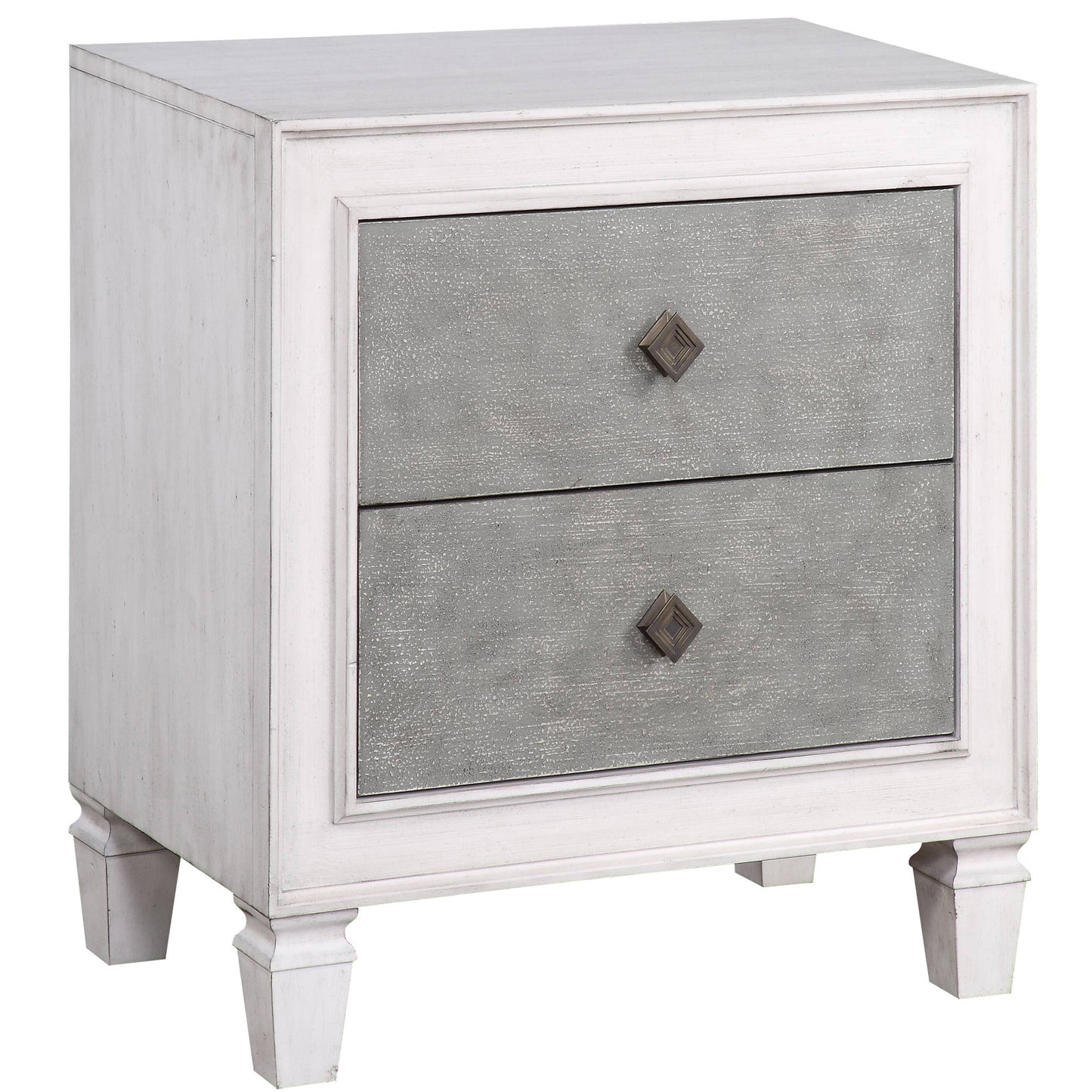 Rustic Grey and Weathered White 2-drawer Nightstand