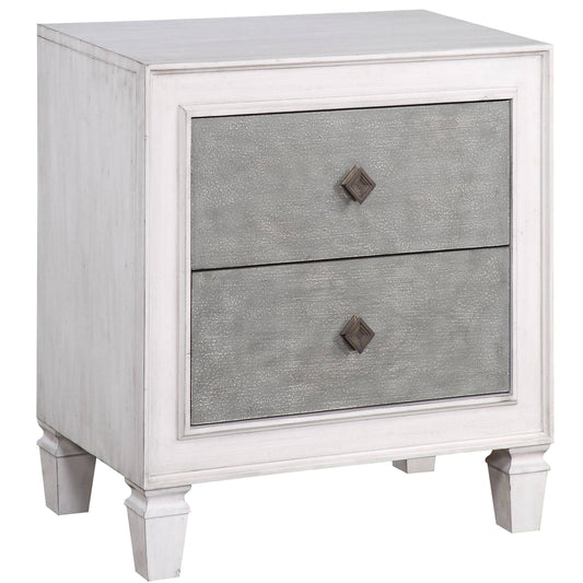 Rustic Grey and Weathered White 2-drawer Nightstand