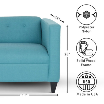 Teal Loveseat Sofa for Living Room, Modern Décor Love Seat Mini Small Couches for Small Spaces and Bedroom with Solid Wood Frame (Polyester Nylon)