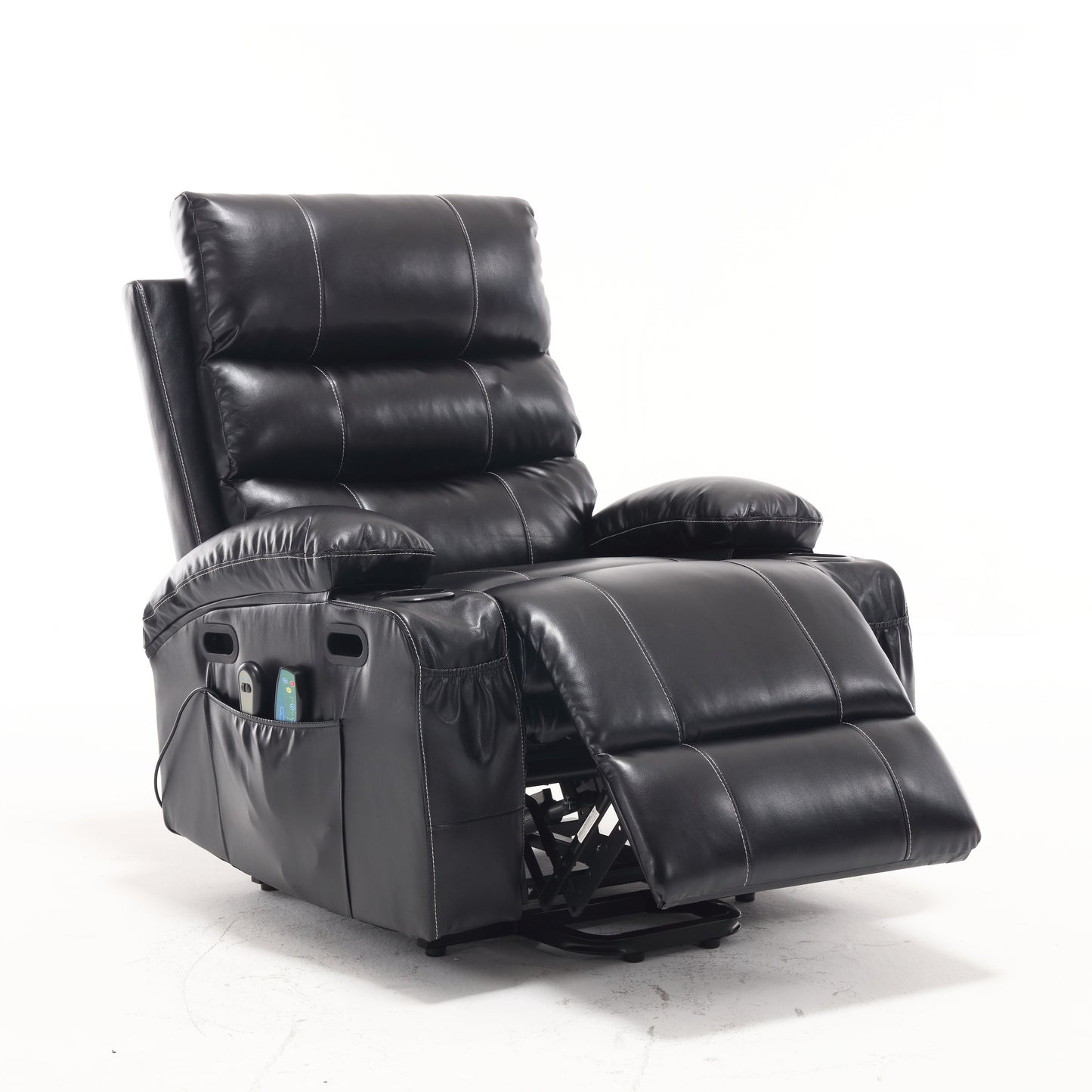 21"seat width,large size Electric Power Lift Recliner Chair Sofa for Elderly, 8 point vibration Massage and lumber heat, Remote Control, Side Pockets and Cup Holders, cozy fabric, overstuffed arm pu