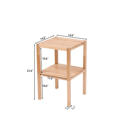 2-Tier Birch Bathroom Shelf, Narrow Shelving Unit, Multifunctional Storage Rack, Corner Rack, for Kitchen, Living Room, Bedroom, Entryway, Bathroom, Natural