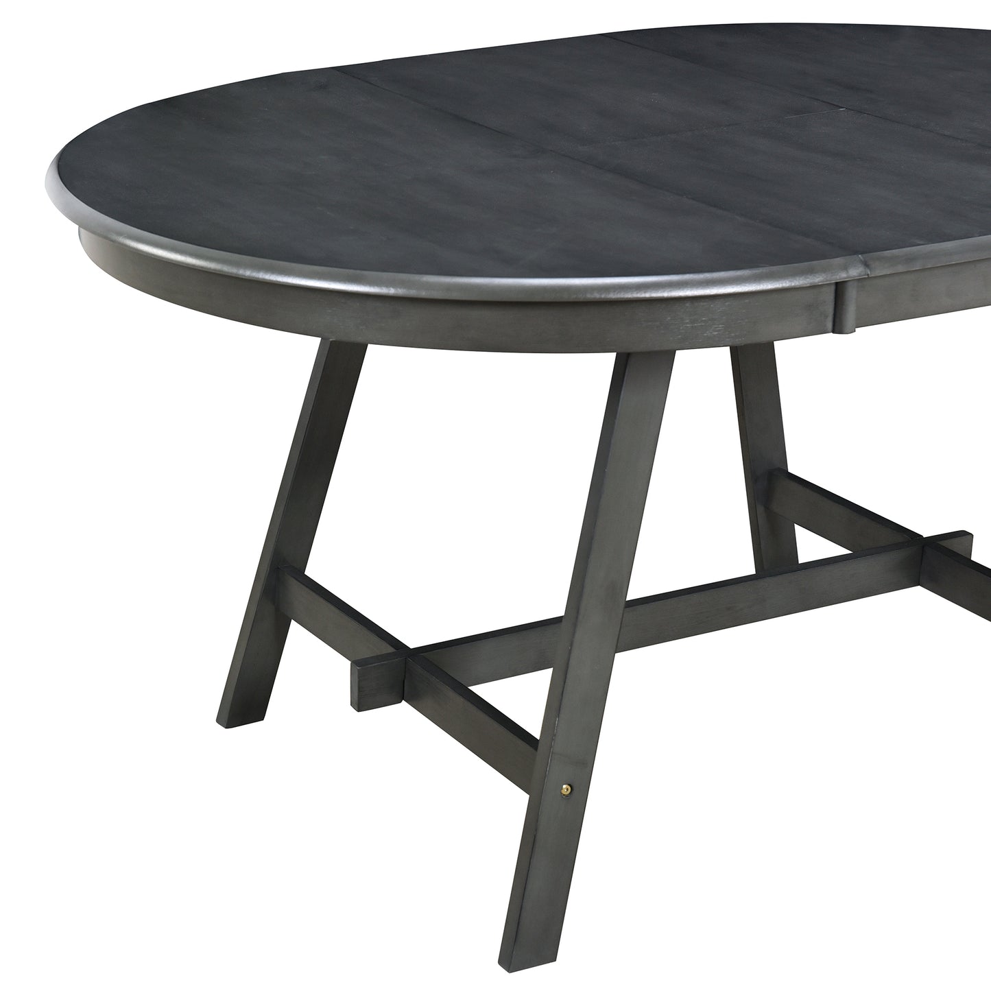 TREXM Wood Dining Table Round Extendable Dining Table for Dining Room (Gray)