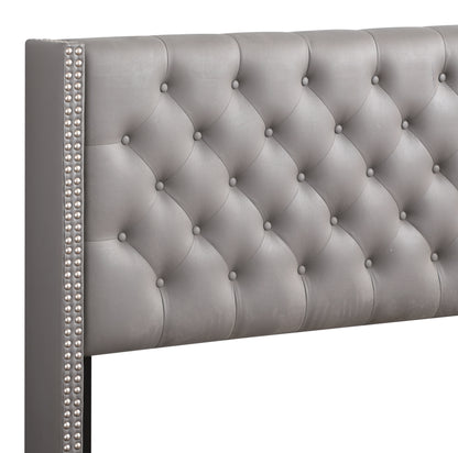 Stylish Light Grey Queen Upholstered Bed