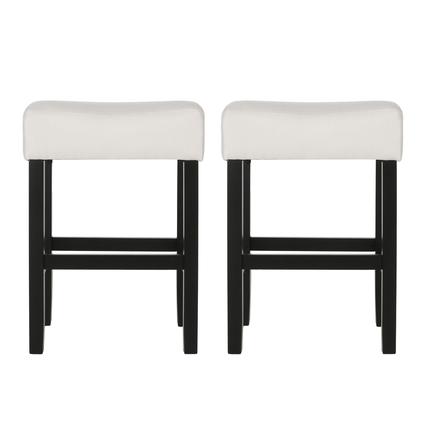 Set of 2, 26.75" Backless Leather Counter Height Barstool, Beige