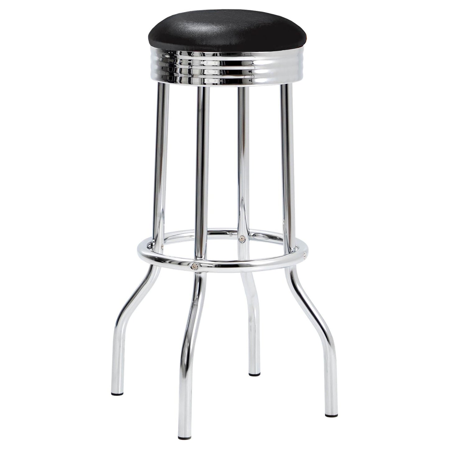 Black and Chrome Bar Height Stool (Set of 2)