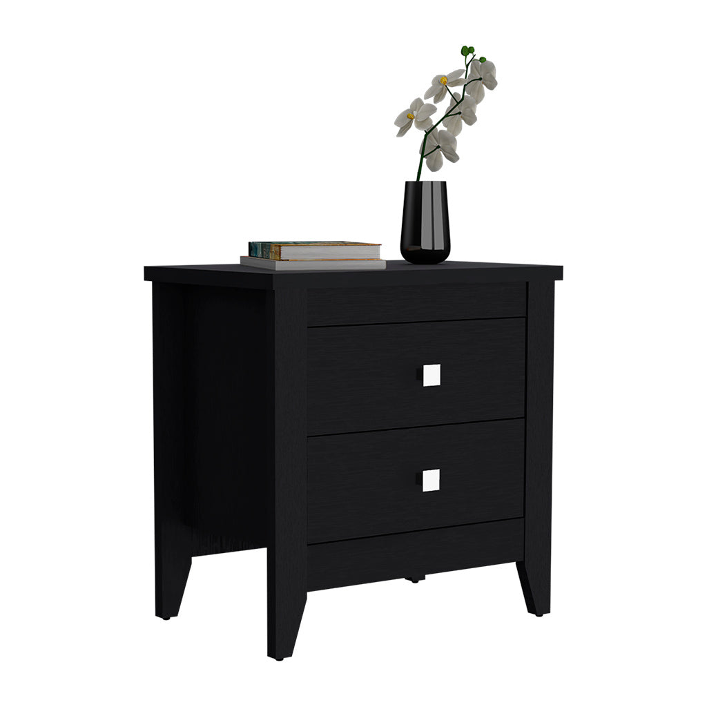 Nightstand 24"H, Two Drawers, Four Legs, Superior Top, Black