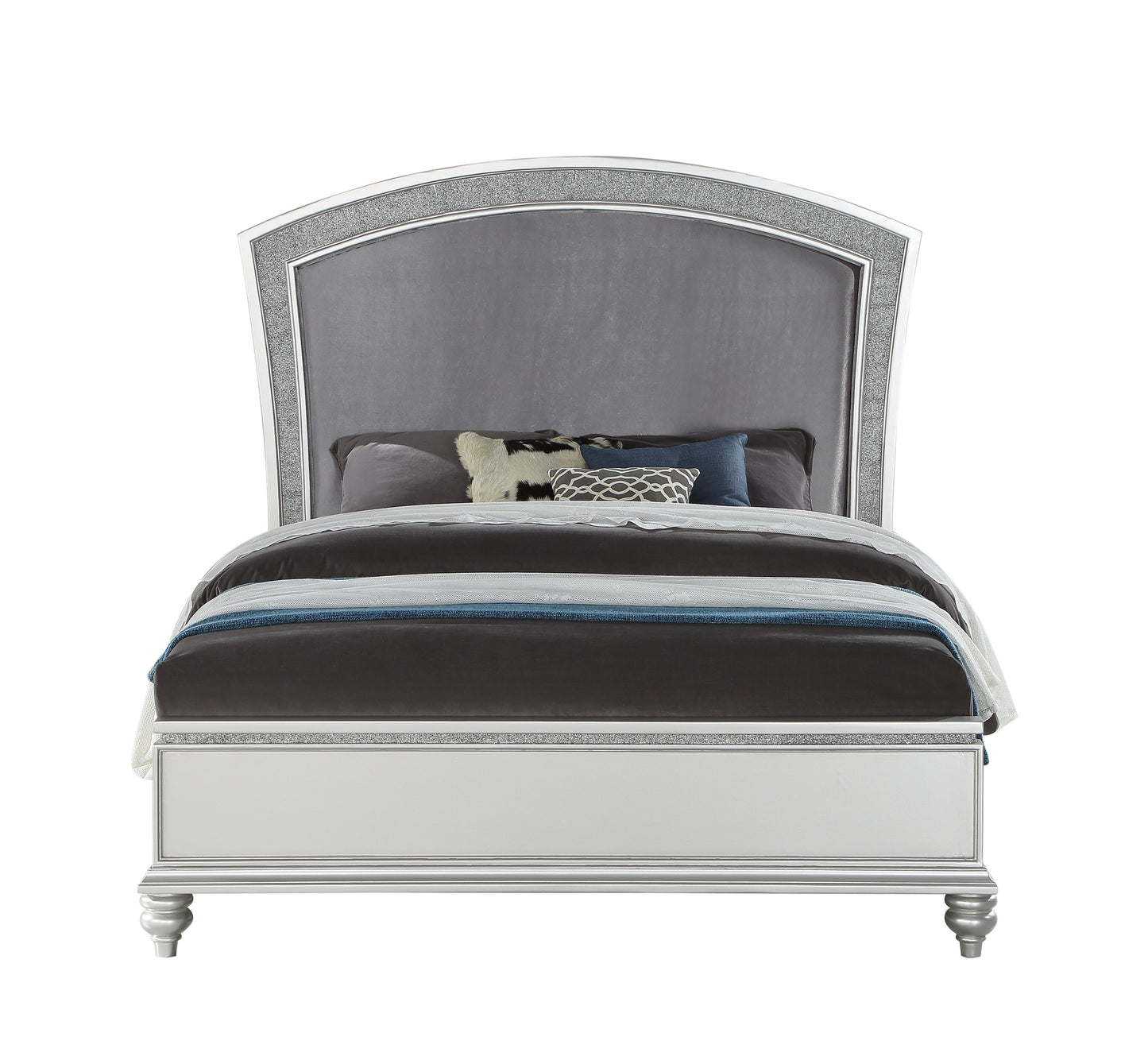 Maverick Fabric & Platinum Finish Queen Bed