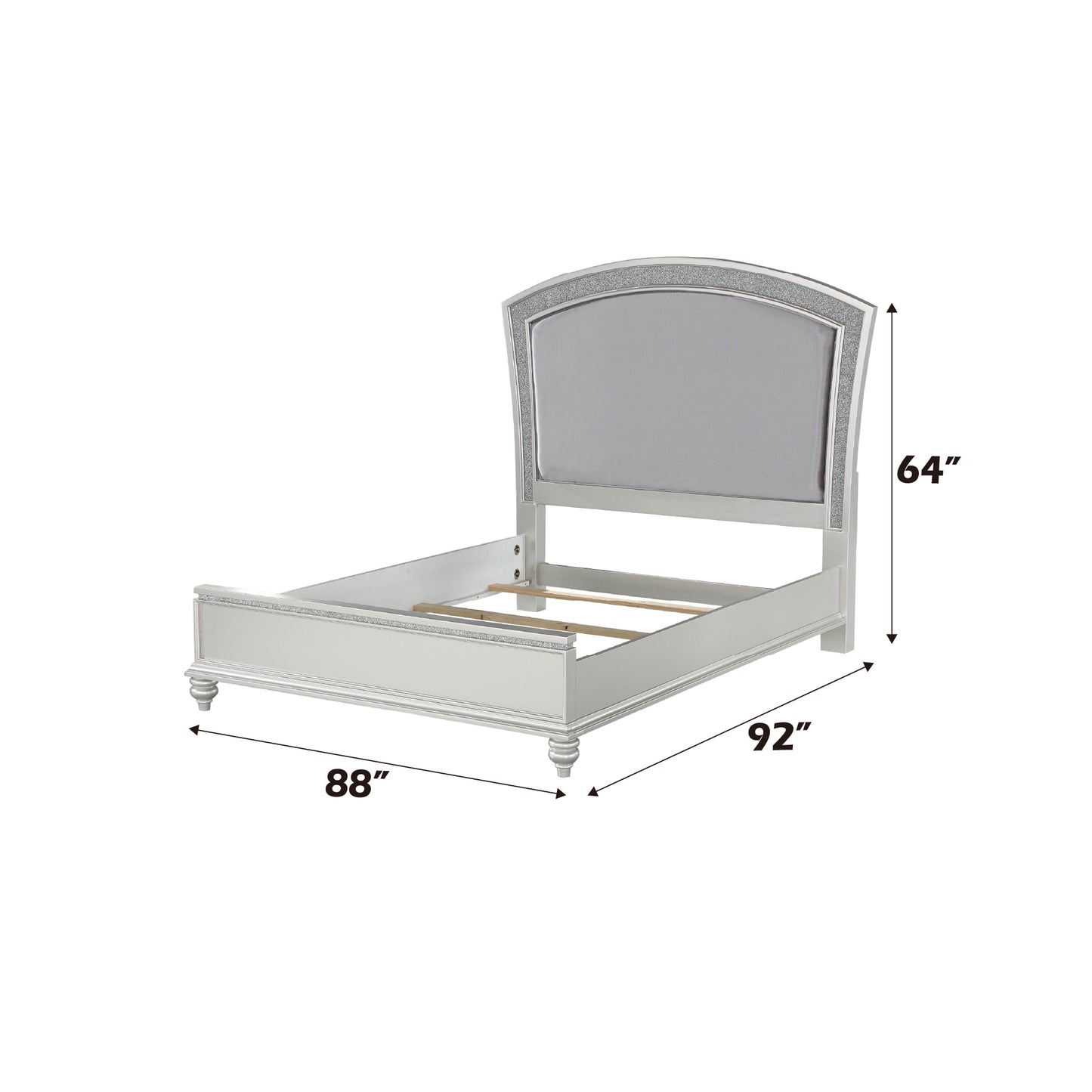 Maverick Fabric & Platinum Finish CAL. King Bed