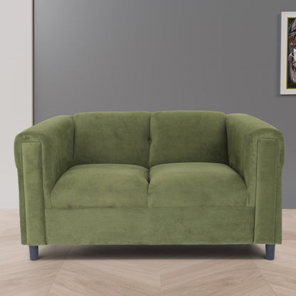 Green Suede Loveseat Sofa for Living Room, Modern Décor Love Seat Mini Small Couches for Small Spaces and Bedroom with Solid Wood Frame