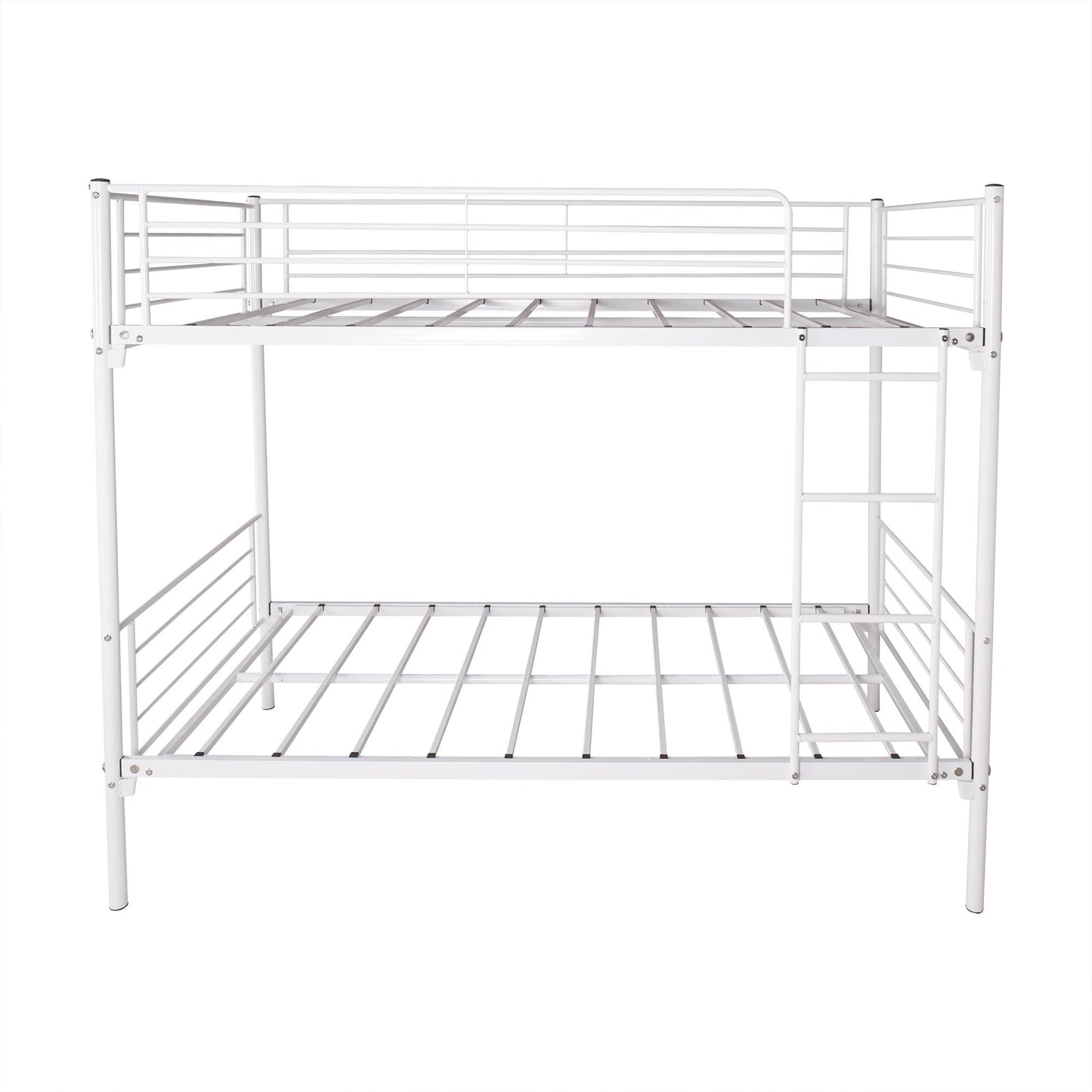 Twin-Over-Twin Bunk Bed with Metal Frame and Ladder, Space-Saving Design,White