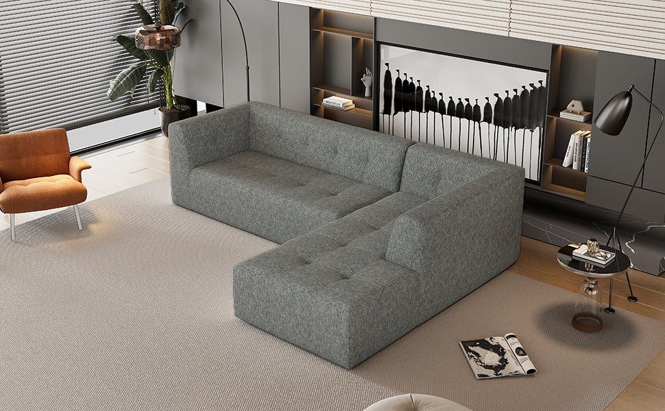 112.2*74" Modular Modular Combination Living Room Sofa Set, Modern Minimalist Sofa, Living Room Upholstered Sofa Bed, Bedroom, 2pcs Computer Free Combination, L-Shaped,Light Gray