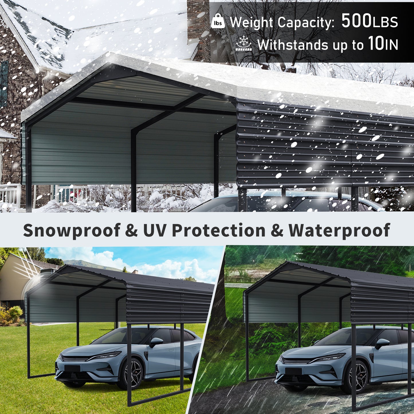 12x20 FT Metal Carport,Heavy Duty Canopy Galvanized Steel Outdoor Garage for Snow,Waterproof Car Shelter