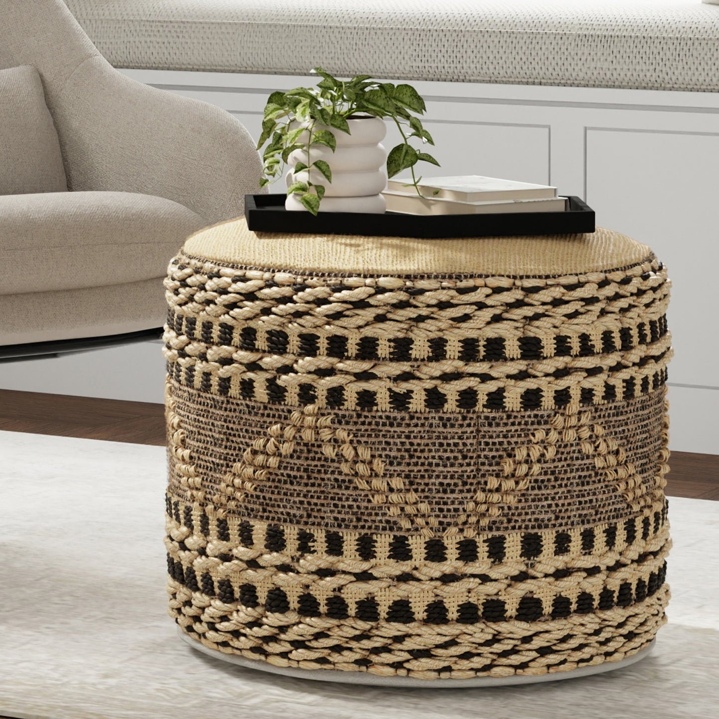 Stella Round Woven Pouf
