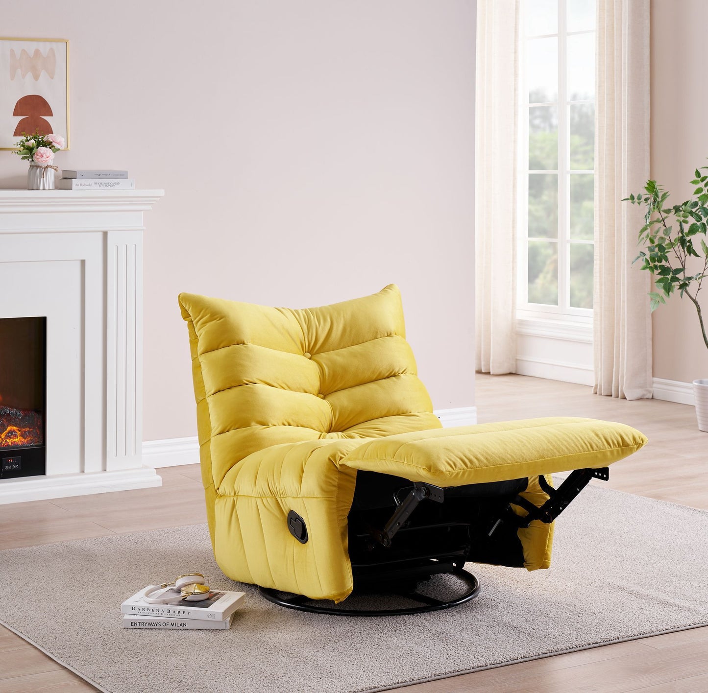 Lazy Chair , Rotatable Modern Lounge with a Side Pocket, Leisure Upholstered Sofa Chair , Reading Chair for Small Space