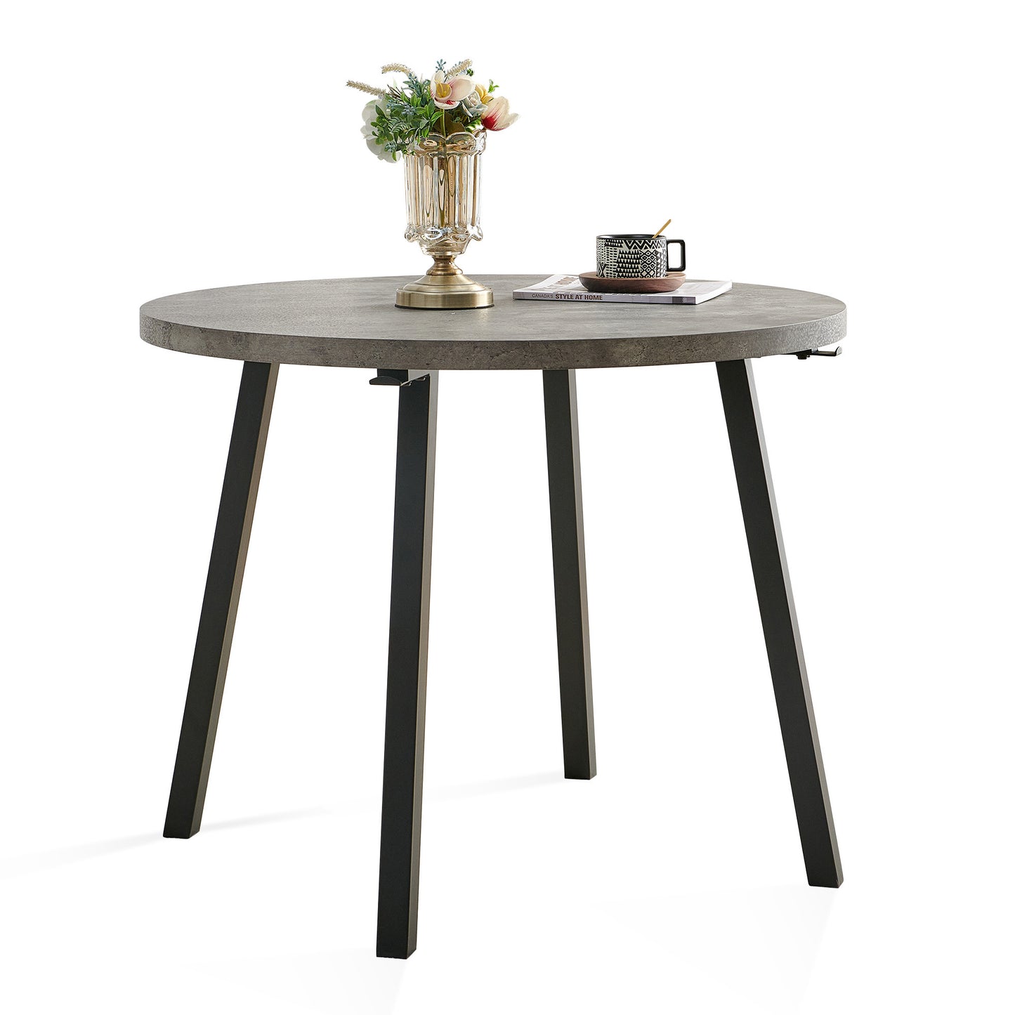 Grey Round Dining Table, Mid Century Modern Round Dining Table,Dinning Table for Kitchen