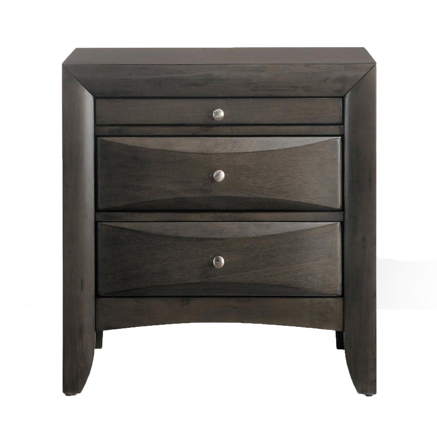 Grey Oak Nightstand with 2 Drawers