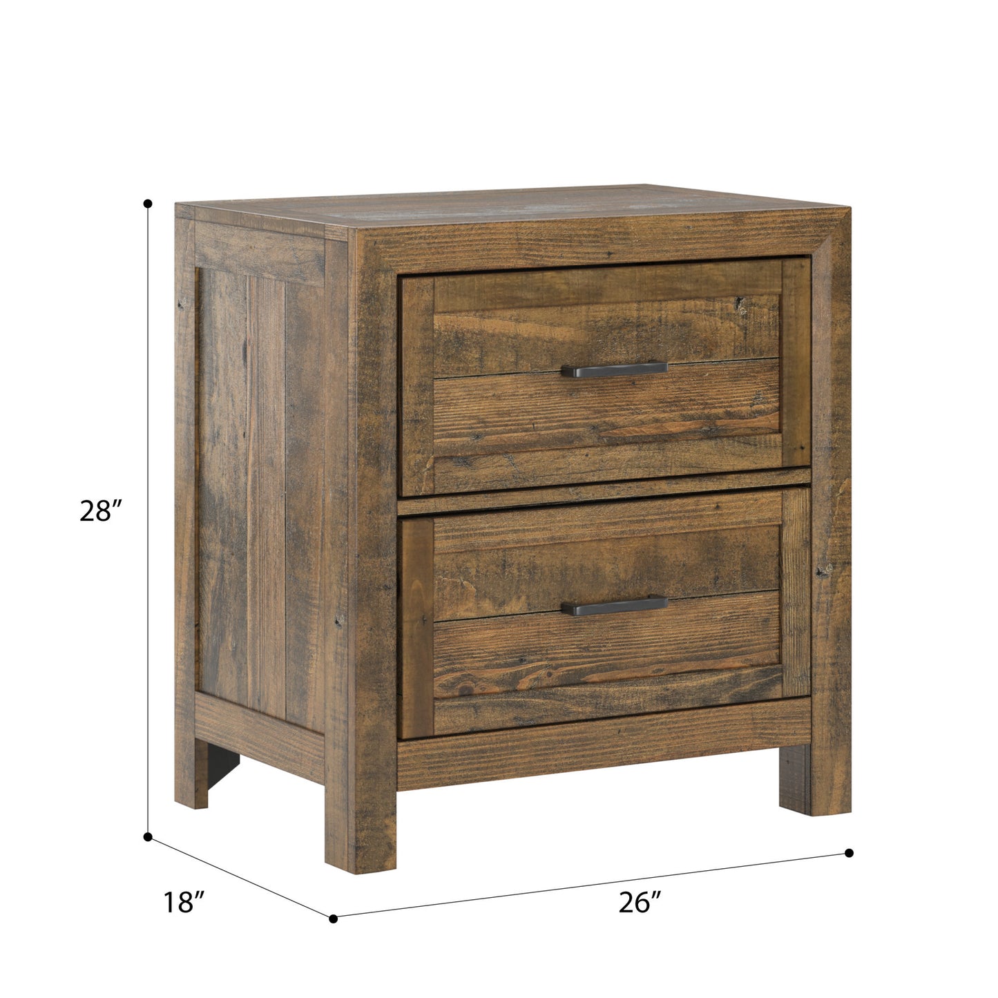 Lisque Brown 2-Drawer Nightstand