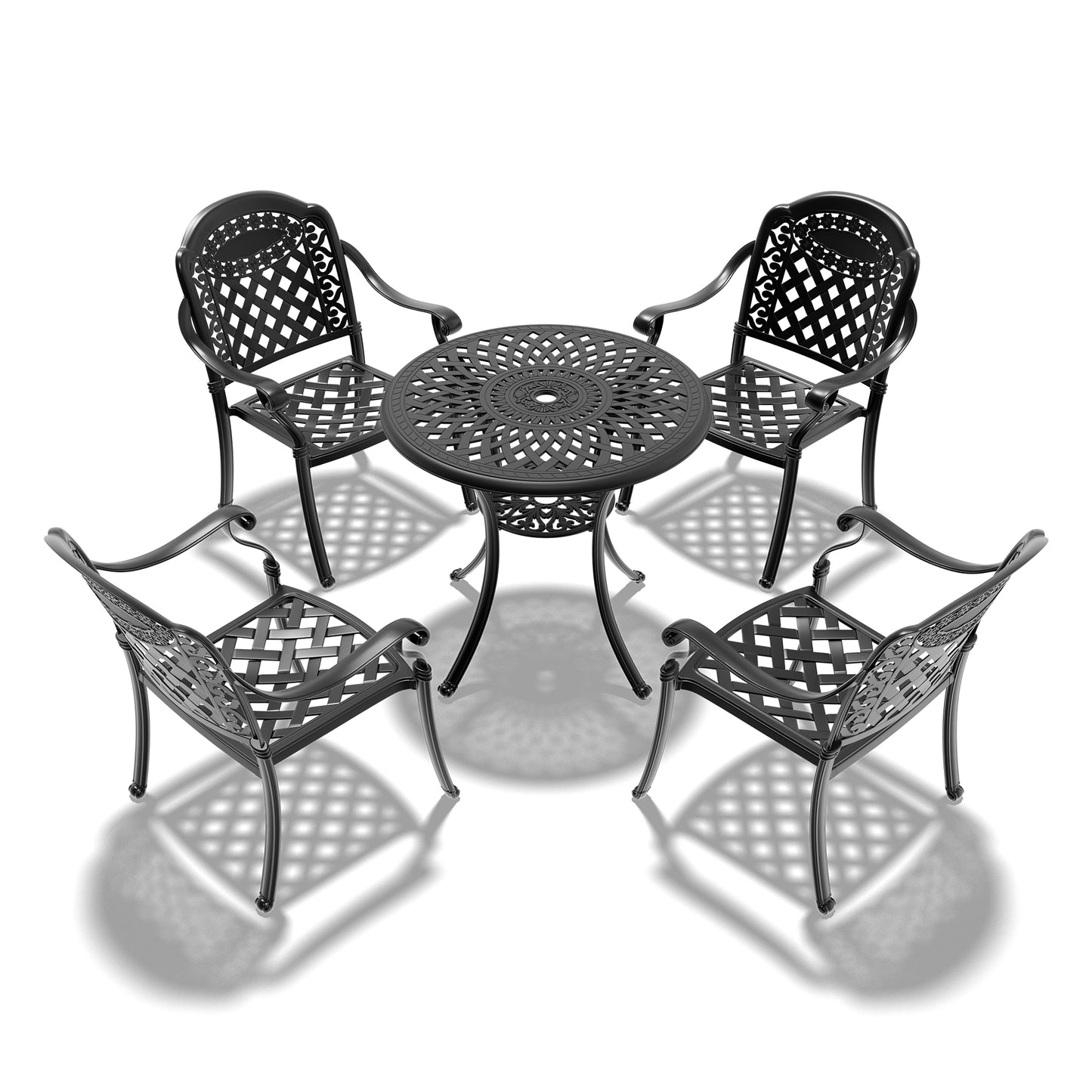 (Cushions In  Random Colors)5-Piece Set Of Cast Aluminum Patio Furniture With  Cushions