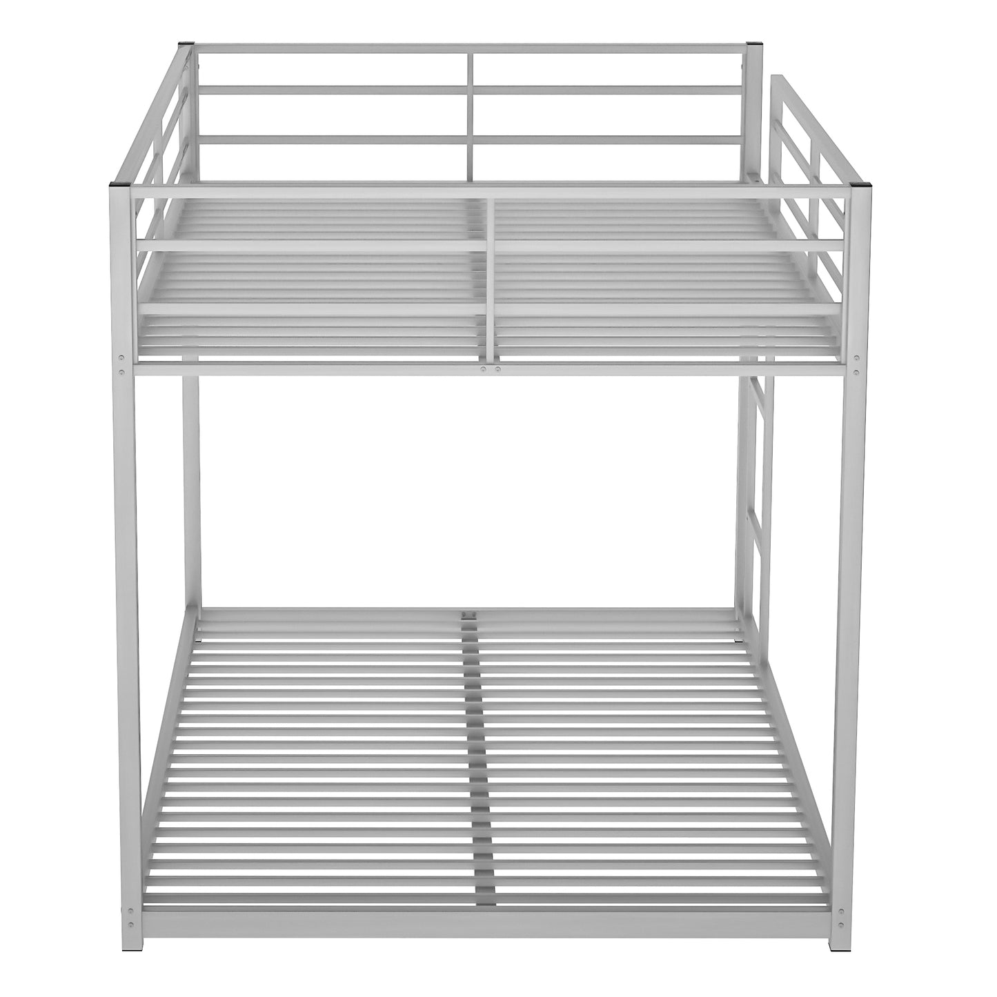 Full over Full Metal Bunk Bed, Low Bunk Bed with Ladder, Silver(Old SKU:MF197034AAN)