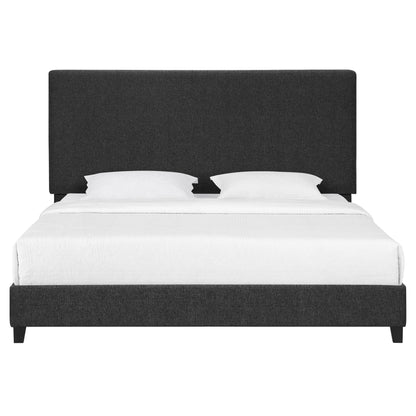 King Size Charcoal Grey Upholstered Platform Bed