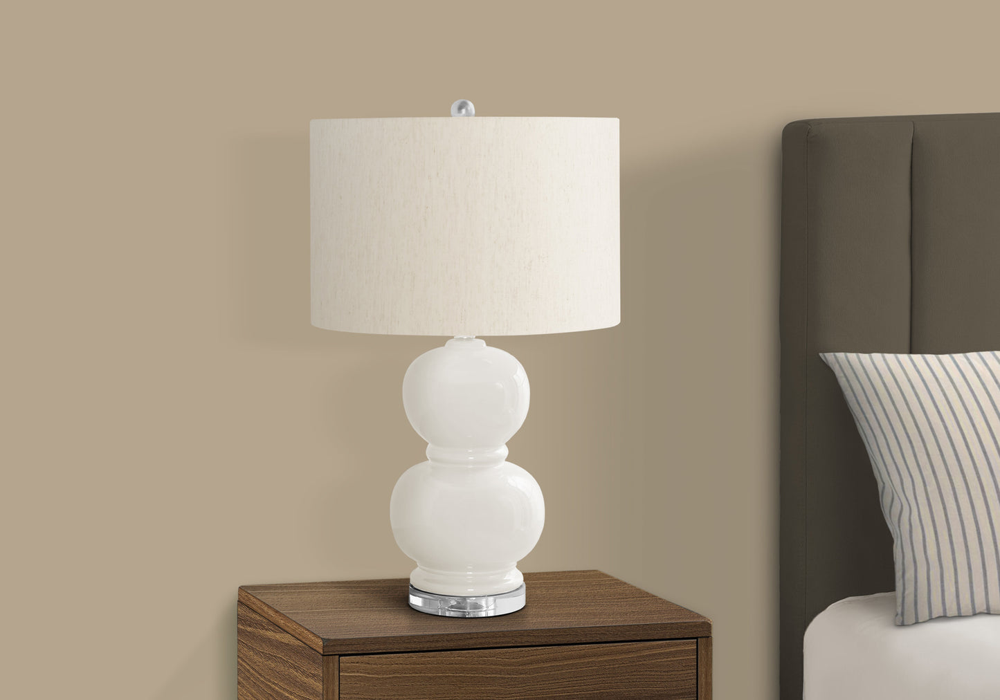 Lighting, 25"h, Cream Ceramic, Ivory / Cream Shade, Contemporary