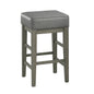 Transitional Gray Faux Leather Seat 24-inch Counter Height Stools Set of 2, Antique Gray Finish Solid Wood Frame