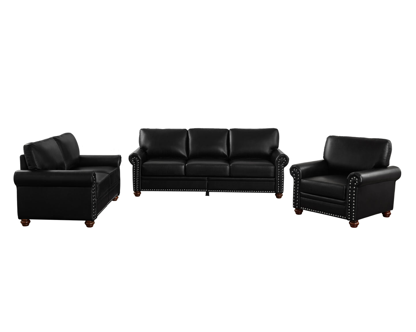 Living Room Sofa with Storage Sofa 1+2+3 Sectional Black Faux Leather