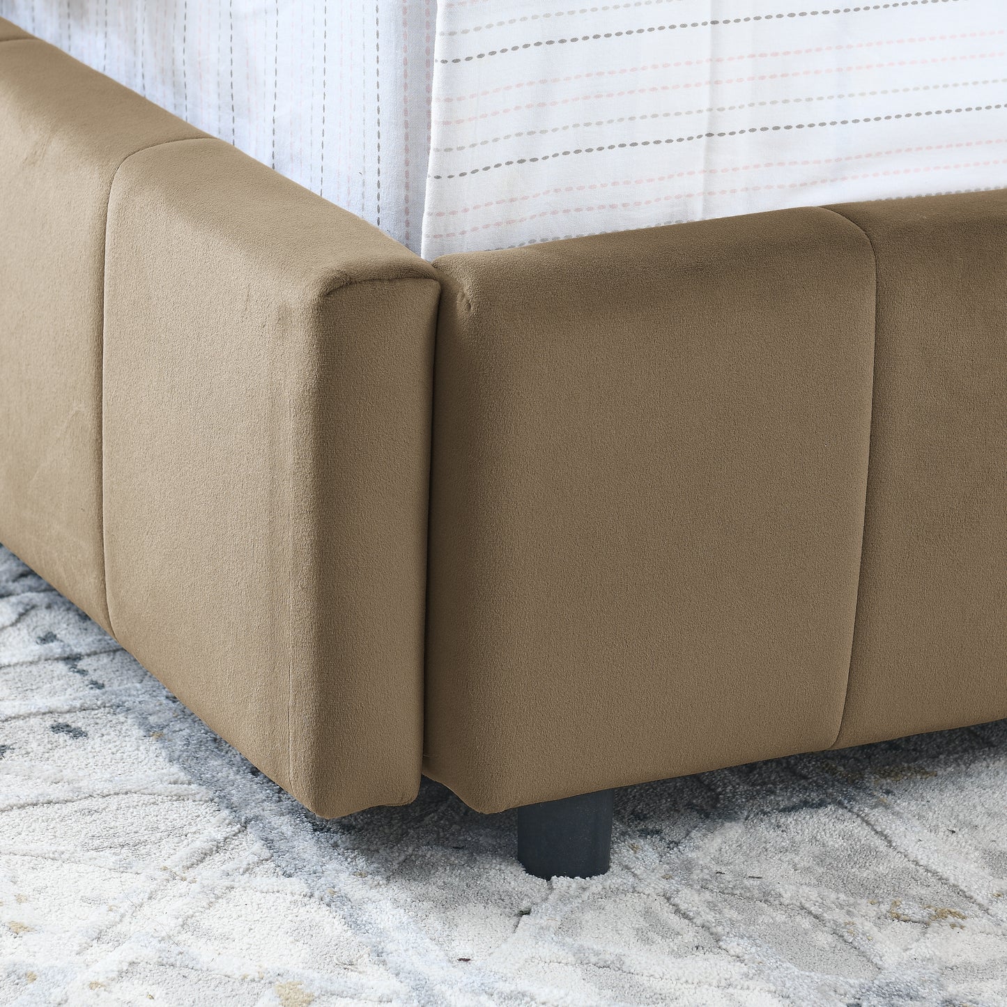 Full Size Storage Upholstered Tufted Bed Frame, Sofa Bed Frame with Comfortable Backrest and Armrests, Full Size Bed for Bedroom, Living Room,Velvet, BROWN(80.5''*59''*29.5'')