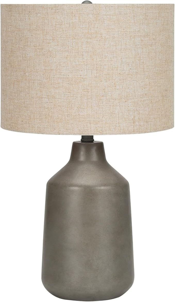 Lighting, 24"h, Table Lamp, Grey Concrete, Beige Shade, Contemporary