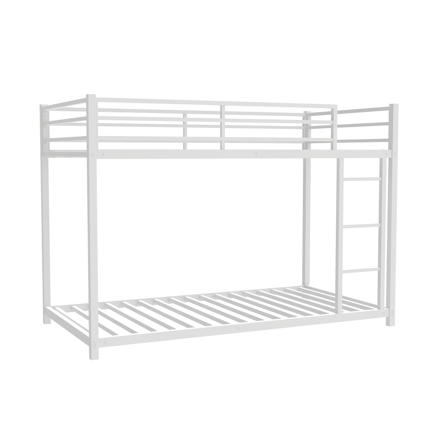 Metal Twin over Twin Bunk Bed/ Heavy-duty Sturdy Metal/ Noise Reduced/ Safety Guardrail/No Box Spring Needed,White