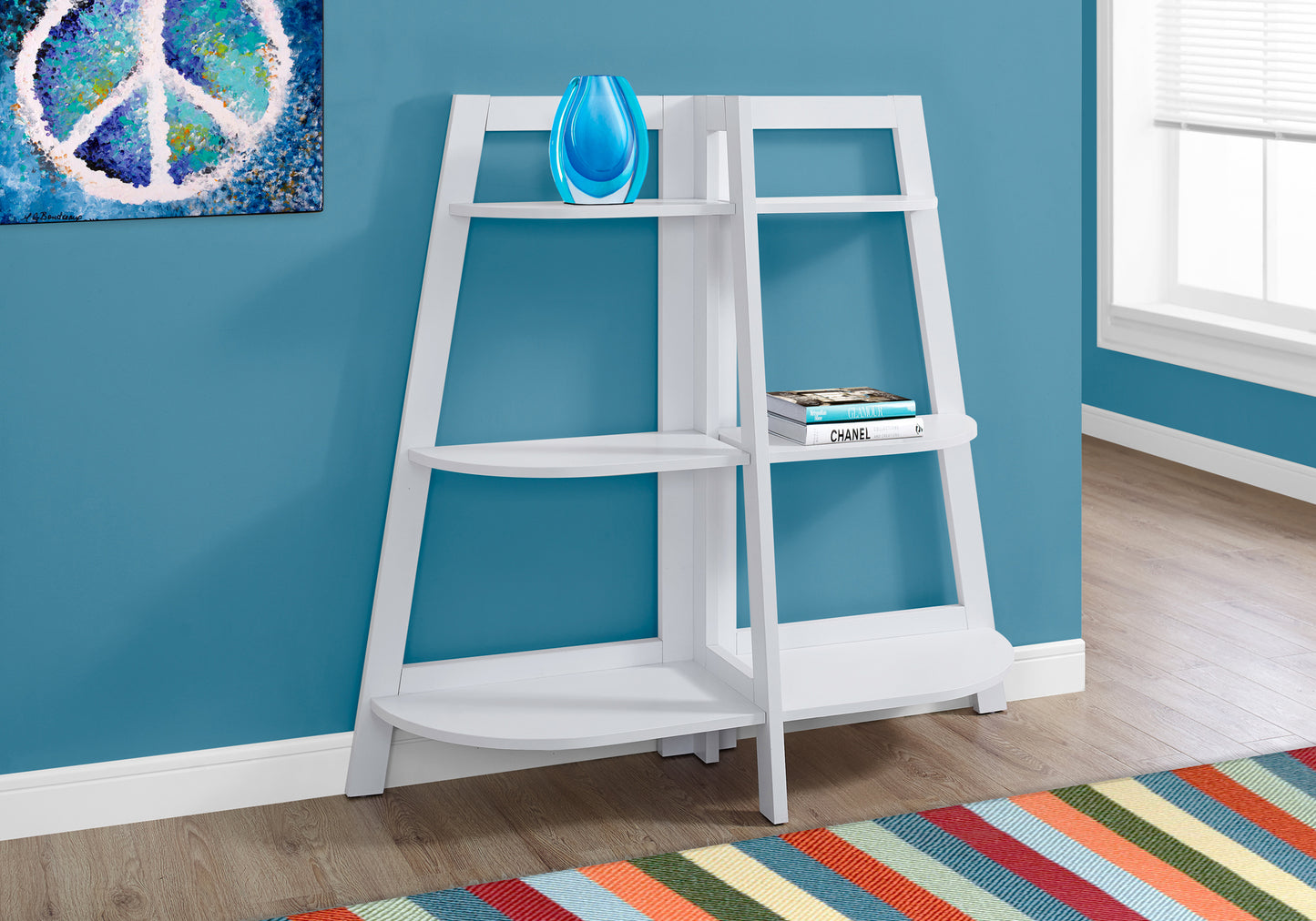 Bookshelf, Bookcase, Etagere, 3 Tier, 48"h, Office, Bedroom, White Laminate, Contemporary, Modern