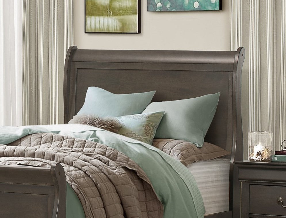 Classic Louis Philipe Style Twin Size Bed 1pc Traditional Design Bedroom Furniture Stained Gray Finish Bed