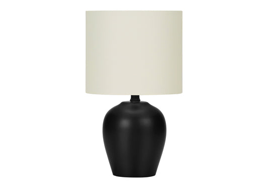 Lighting, 17"h, Table Lamp, Black Ceramic, Ivory / Cream Shade, Transitional